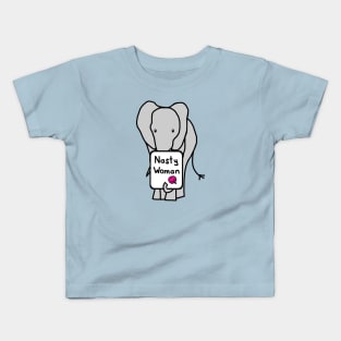 Elephant with Nasty Woman Sign Kids T-Shirt